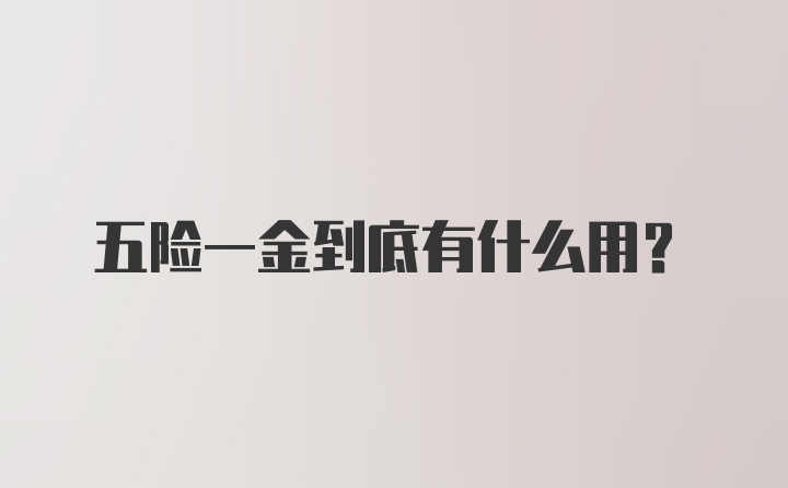 五险一金到底有什么用？