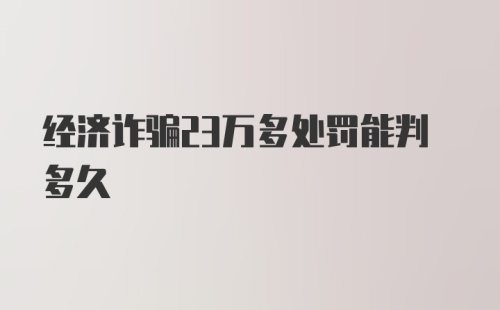 经济诈骗23万多处罚能判多久