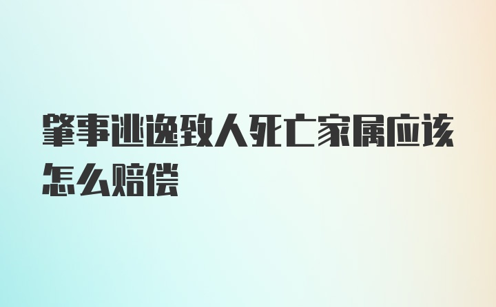 肇事逃逸致人死亡家属应该怎么赔偿