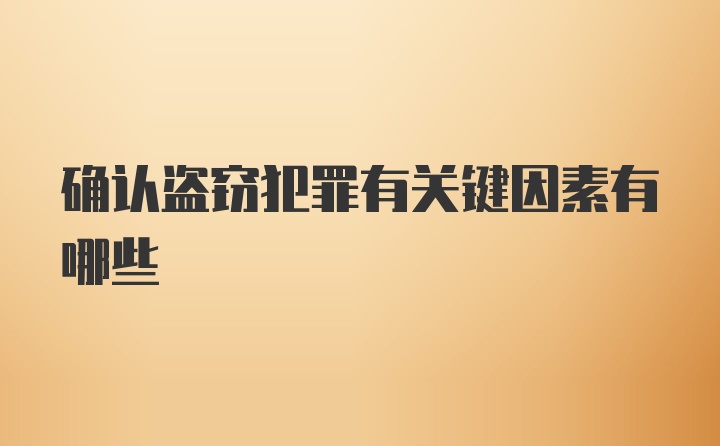 确认盗窃犯罪有关键因素有哪些