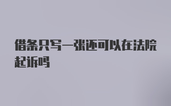 借条只写一张还可以在法院起诉吗