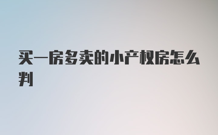 买一房多卖的小产权房怎么判