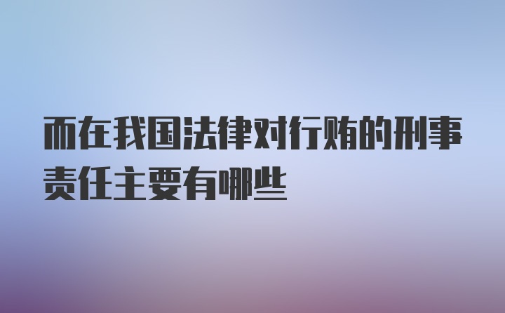 而在我国法律对行贿的刑事责任主要有哪些