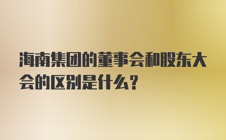 海南集团的董事会和股东大会的区别是什么？