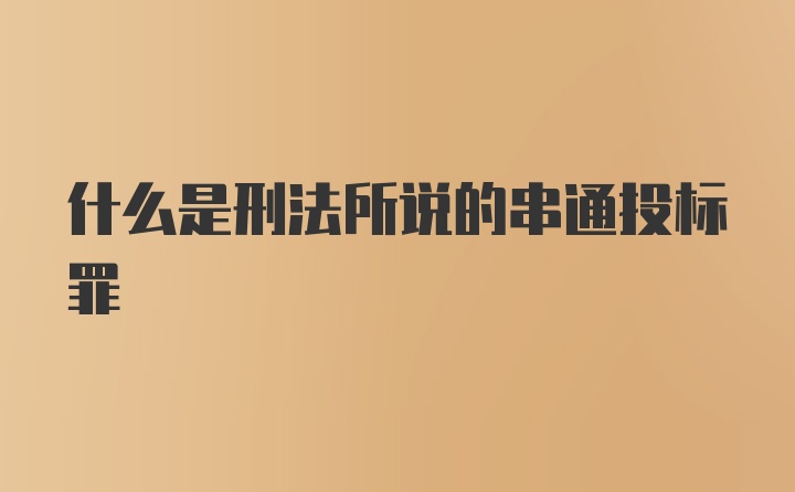 什么是刑法所说的串通投标罪