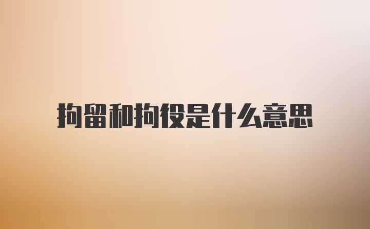 拘留和拘役是什么意思