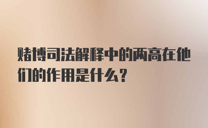 赌博司法解释中的两高在他们的作用是什么？