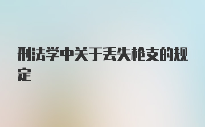 刑法学中关于丢失枪支的规定