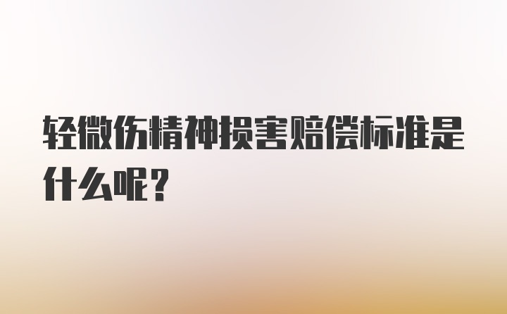 轻微伤精神损害赔偿标准是什么呢？