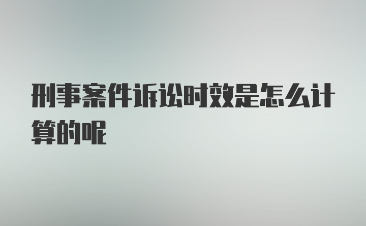 刑事案件诉讼时效是怎么计算的呢