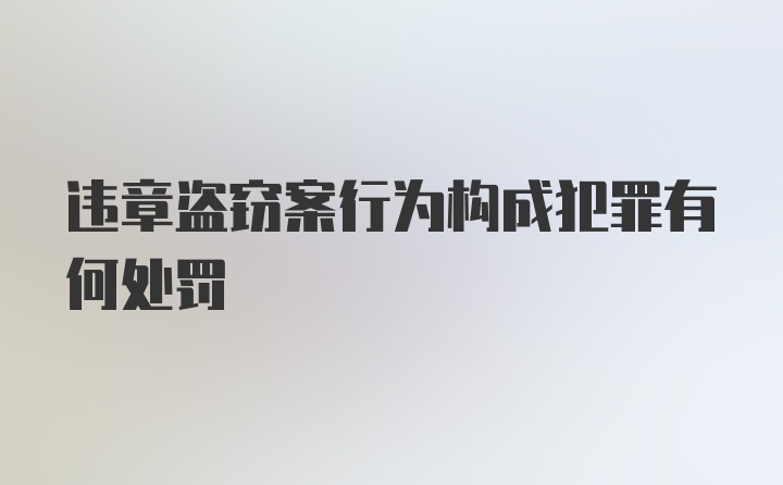 违章盗窃案行为构成犯罪有何处罚