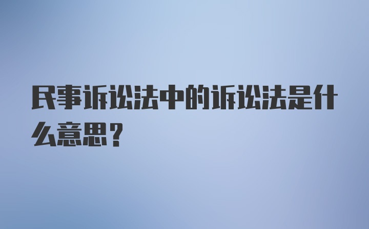 民事诉讼法中的诉讼法是什么意思？