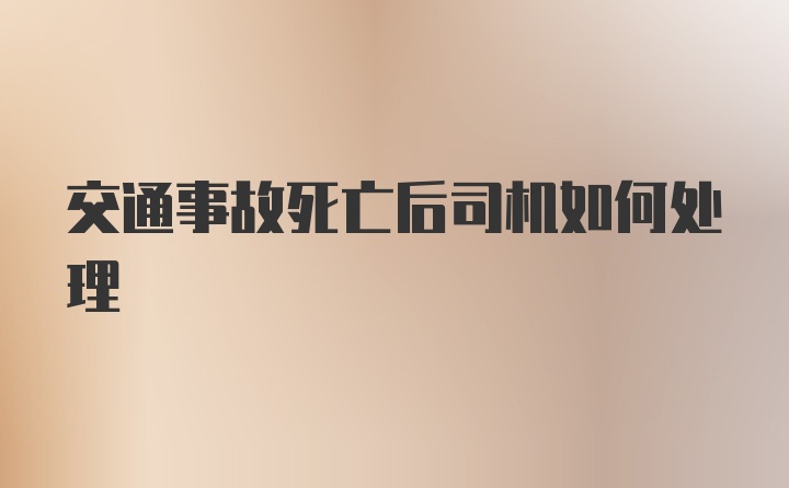 交通事故死亡后司机如何处理