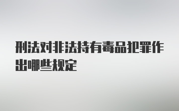 刑法对非法持有毒品犯罪作出哪些规定