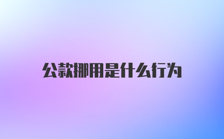 公款挪用是什么行为