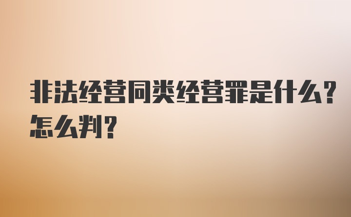 非法经营同类经营罪是什么？怎么判？