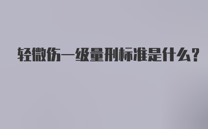 轻微伤一级量刑标准是什么？