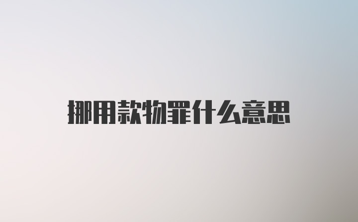 挪用款物罪什么意思