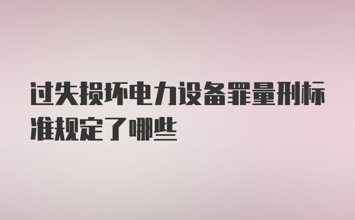 过失损坏电力设备罪量刑标准规定了哪些