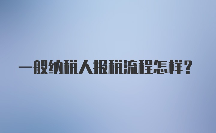 一般纳税人报税流程怎样？