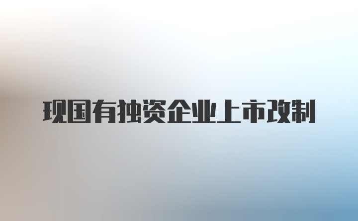 现国有独资企业上市改制