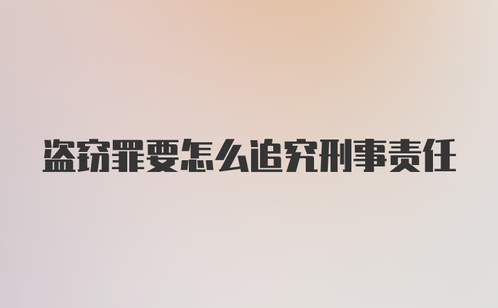 盗窃罪要怎么追究刑事责任