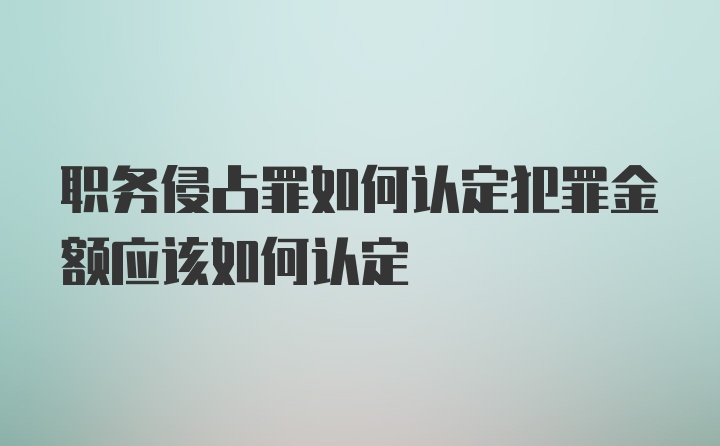 职务侵占罪如何认定犯罪金额应该如何认定