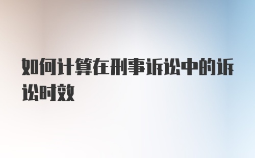 如何计算在刑事诉讼中的诉讼时效