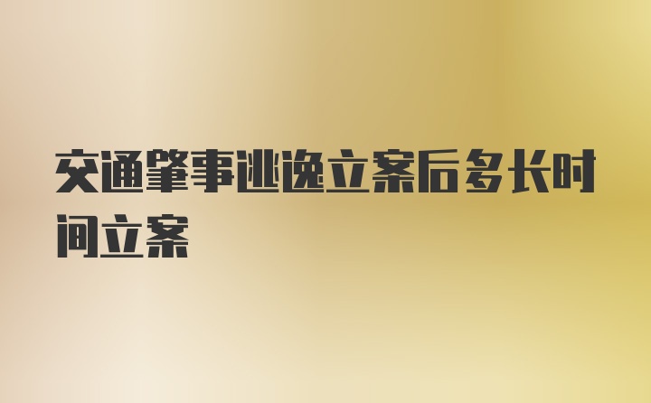 交通肇事逃逸立案后多长时间立案