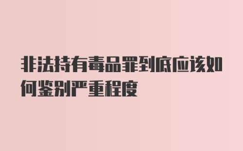 非法持有毒品罪到底应该如何鉴别严重程度