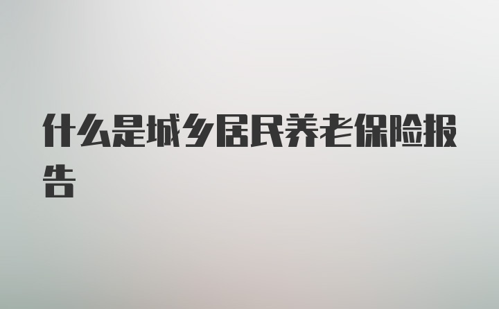 什么是城乡居民养老保险报告