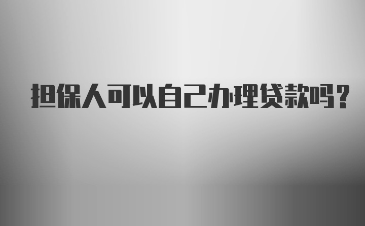 担保人可以自己办理贷款吗？