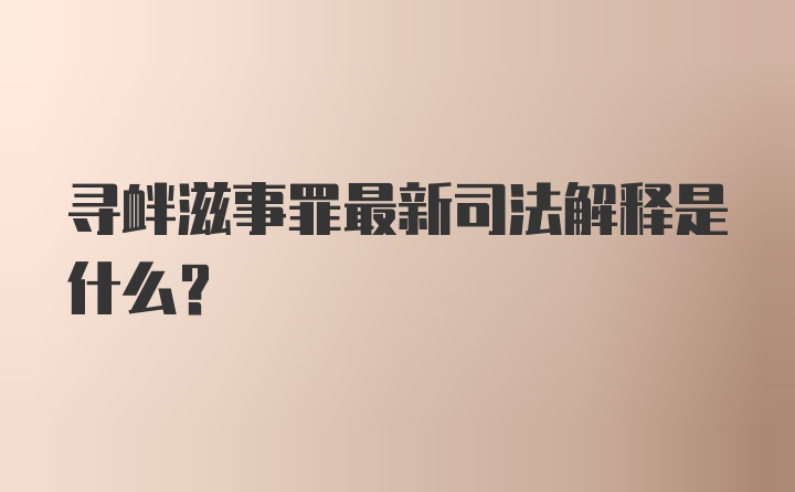 寻衅滋事罪最新司法解释是什么？