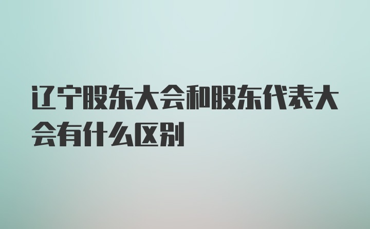 辽宁股东大会和股东代表大会有什么区别