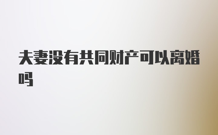 夫妻没有共同财产可以离婚吗