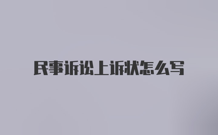 民事诉讼上诉状怎么写