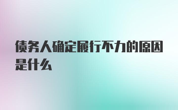 债务人确定履行不力的原因是什么