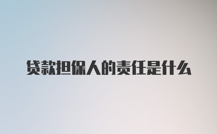 贷款担保人的责任是什么