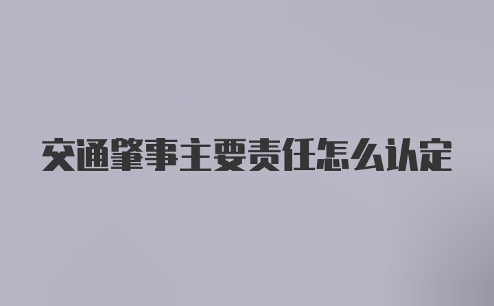 交通肇事主要责任怎么认定