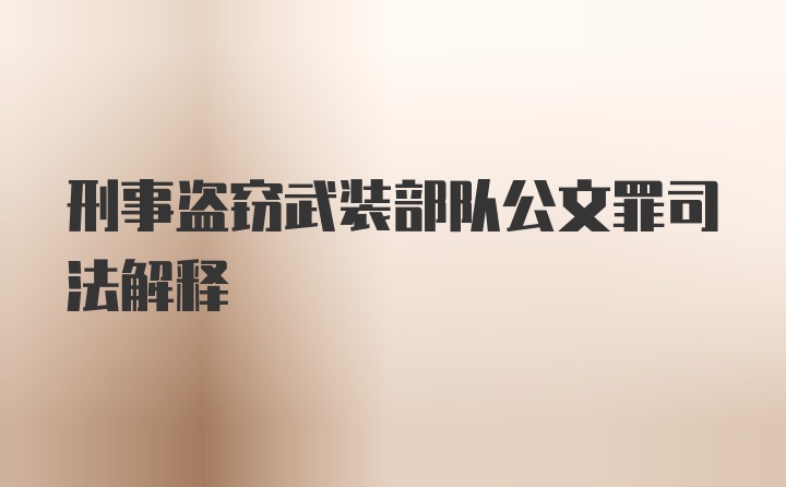 刑事盗窃武装部队公文罪司法解释