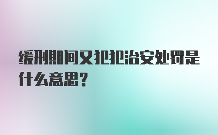 缓刑期间又犯犯治安处罚是什么意思？