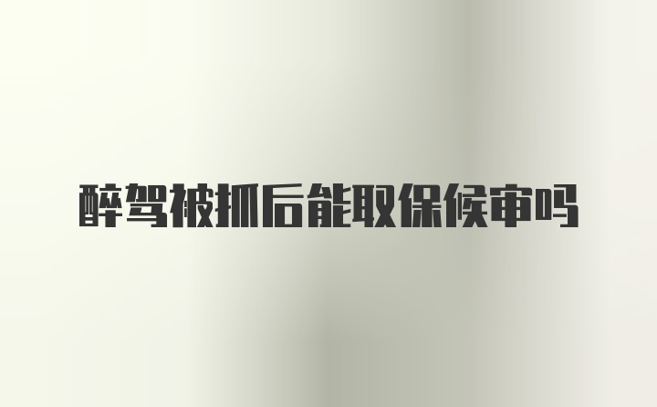 醉驾被抓后能取保候审吗