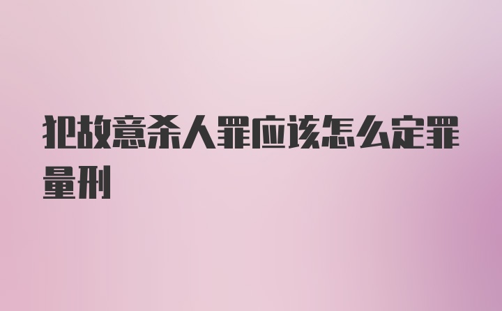 犯故意杀人罪应该怎么定罪量刑