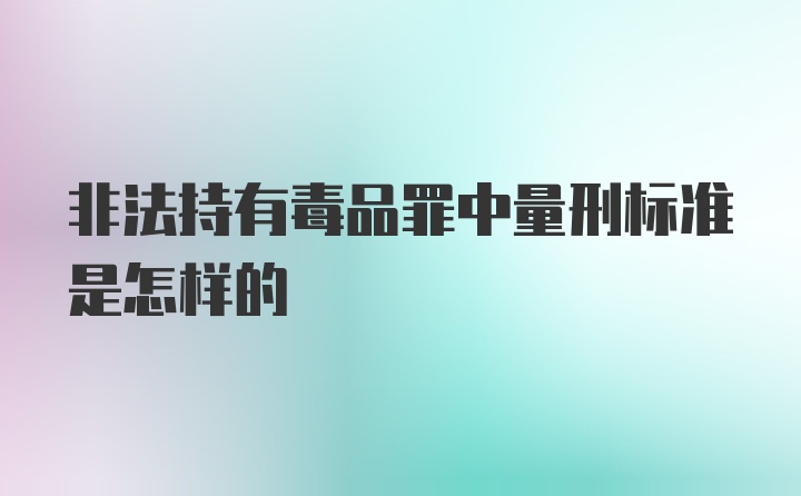 非法持有毒品罪中量刑标准是怎样的