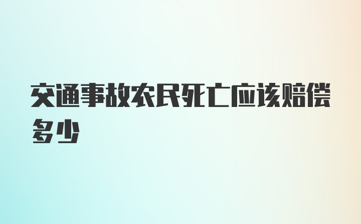 交通事故农民死亡应该赔偿多少