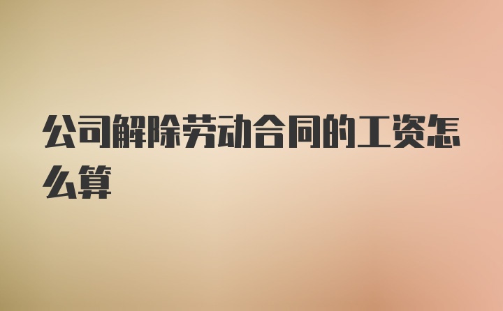 公司解除劳动合同的工资怎么算