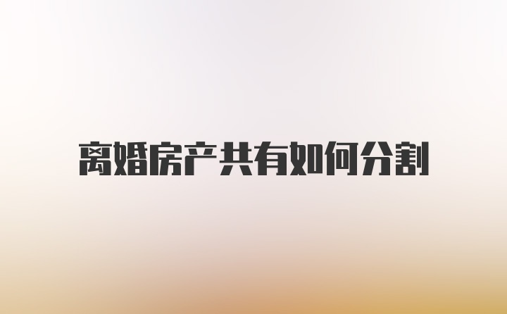 离婚房产共有如何分割