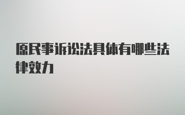 原民事诉讼法具体有哪些法律效力