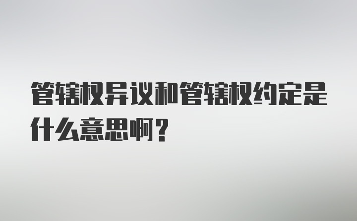 管辖权异议和管辖权约定是什么意思啊？