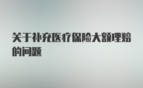 关于补充医疗保险大额理赔的问题